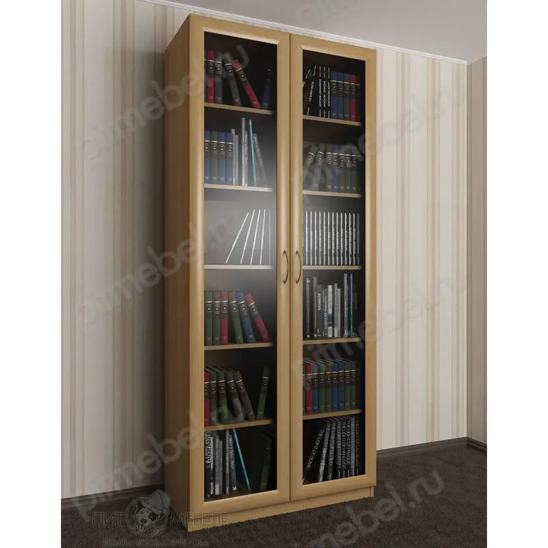 книжный шкаф 2-створчатый  цвета бук фото 1