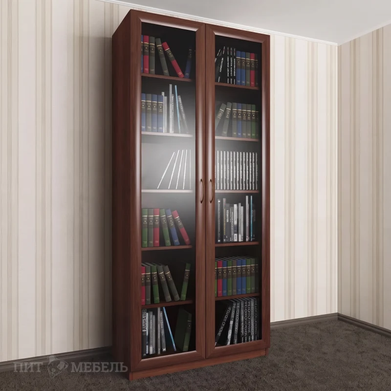 книжный шкаф 2-створчатый  цвета итальянский орех фото 1