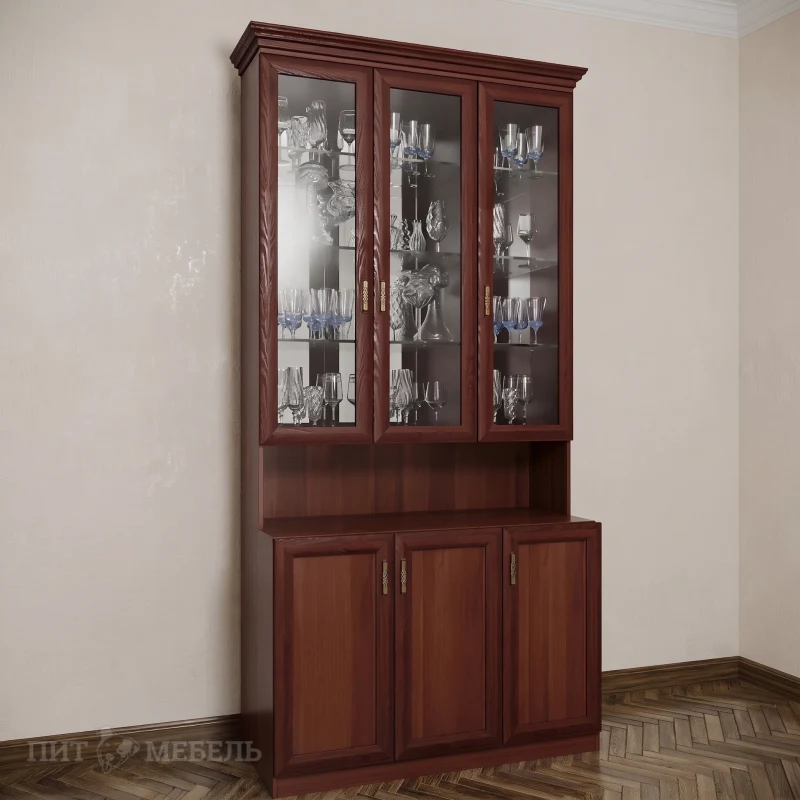 3-дверный сервант цвет итальянский орех фото 1