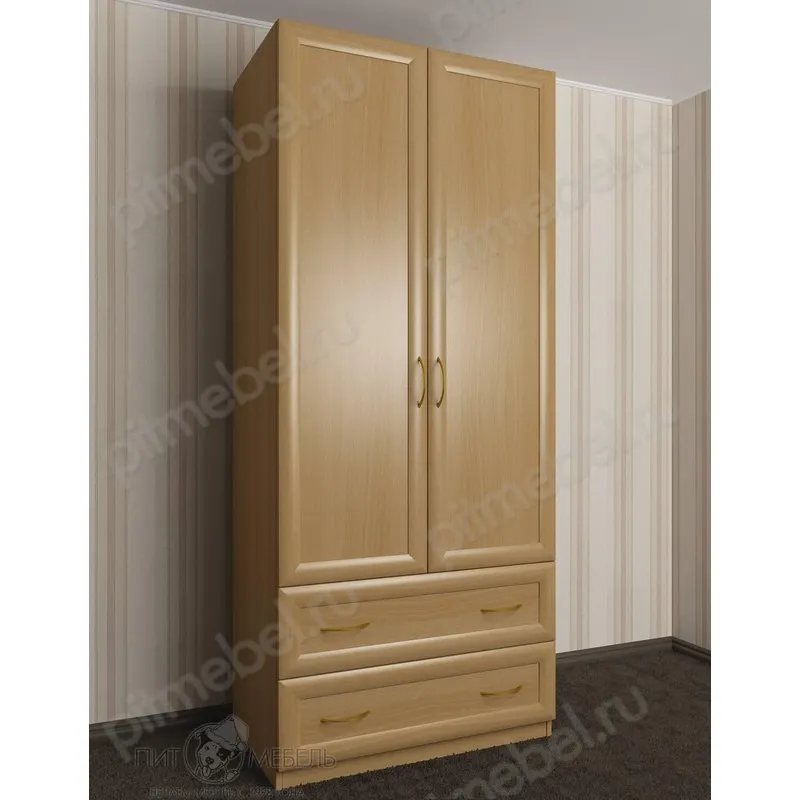2-дверный шкаф с распашными дверями с выдвижными ящиками цвета бук фото 1