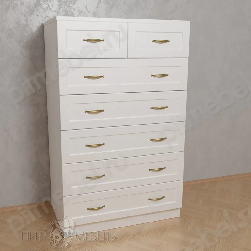 Высокий комод для белья в спальню цвета черно-белый глянец фото 1