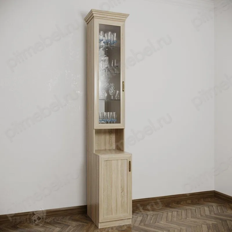 Узкий сервант цвет дуб сонома фото 1
