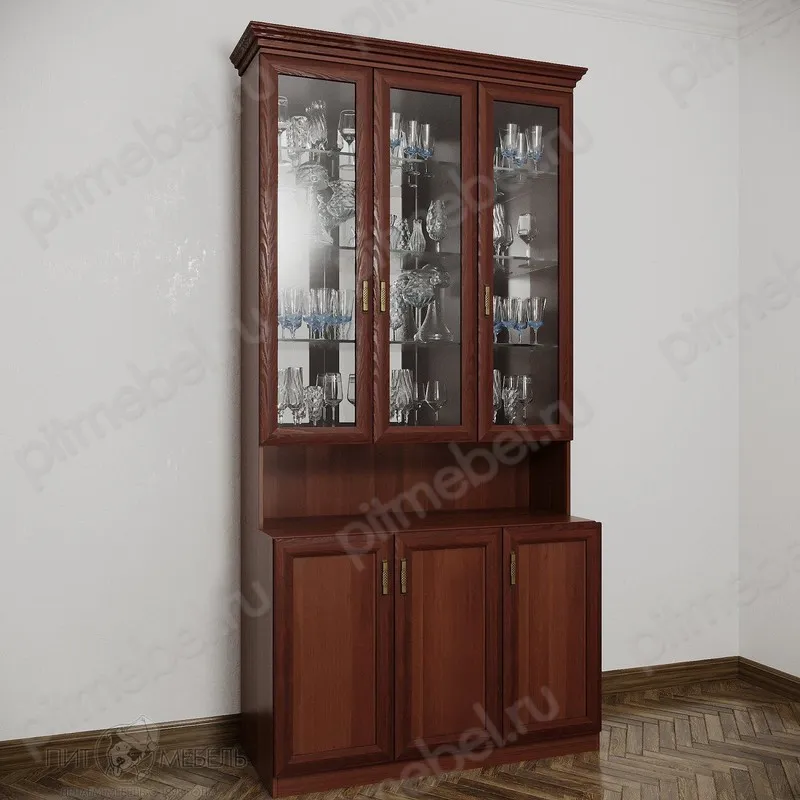 3-дверный сервант цвет итальянский орех фото 1